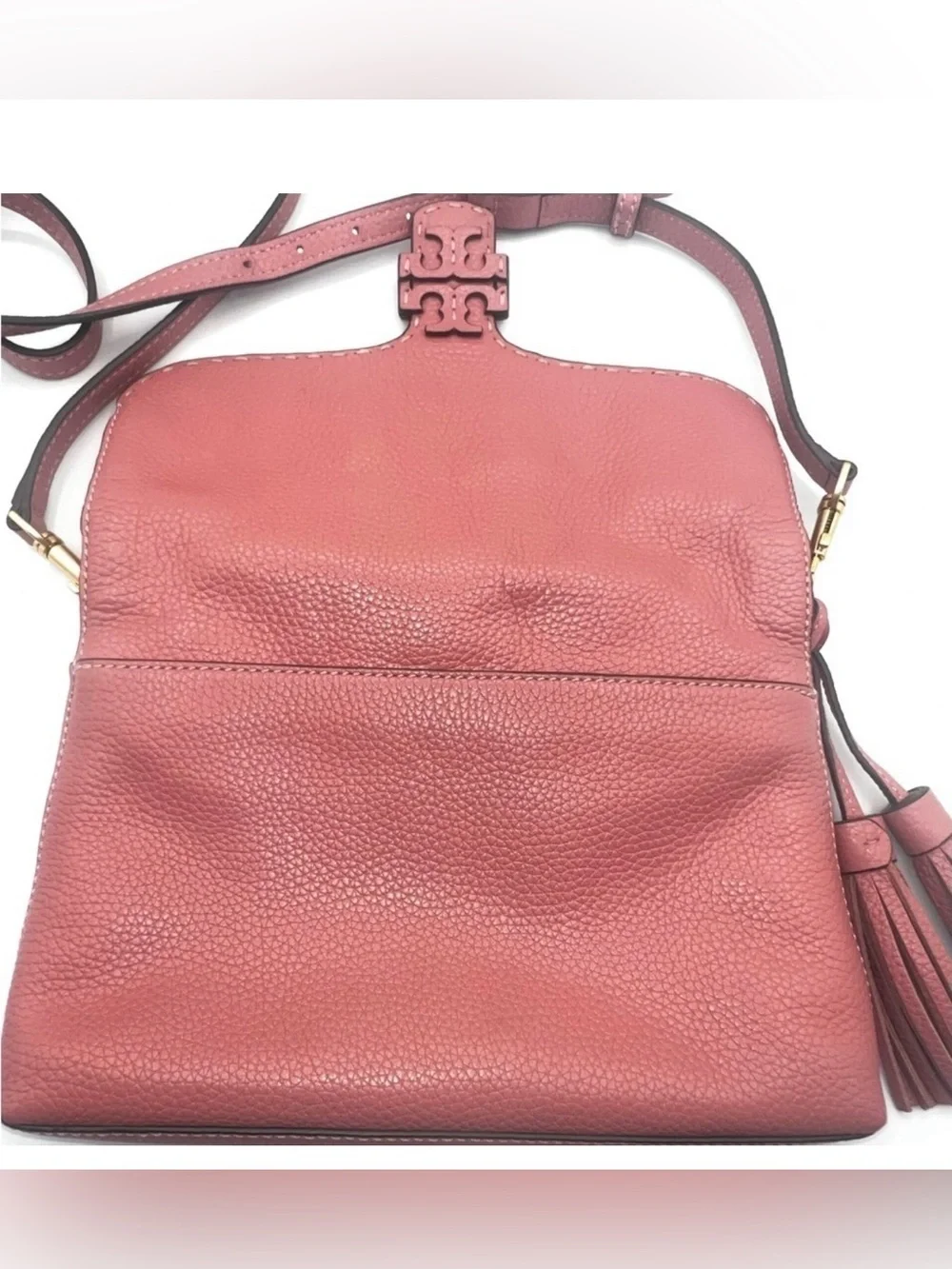 Tory Burch McGraw Fold-Over Crossbody in the shade Pink Magnolia